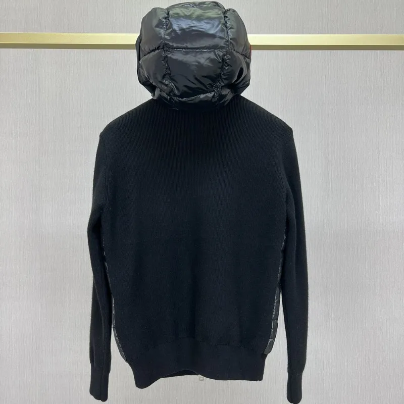 Осенне-зимняя мужская вязаная куртка с капюшоном и пуховым перьями, теплая модная мужская куртка с 3D алфавитом