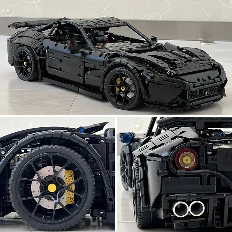 Bloques de construcción técnicos F12 Super Sport para niños, modelo de coche de carreras negro RSR, 3097 Uds., bloques de potencia Moter, juguetes para niños, regalos