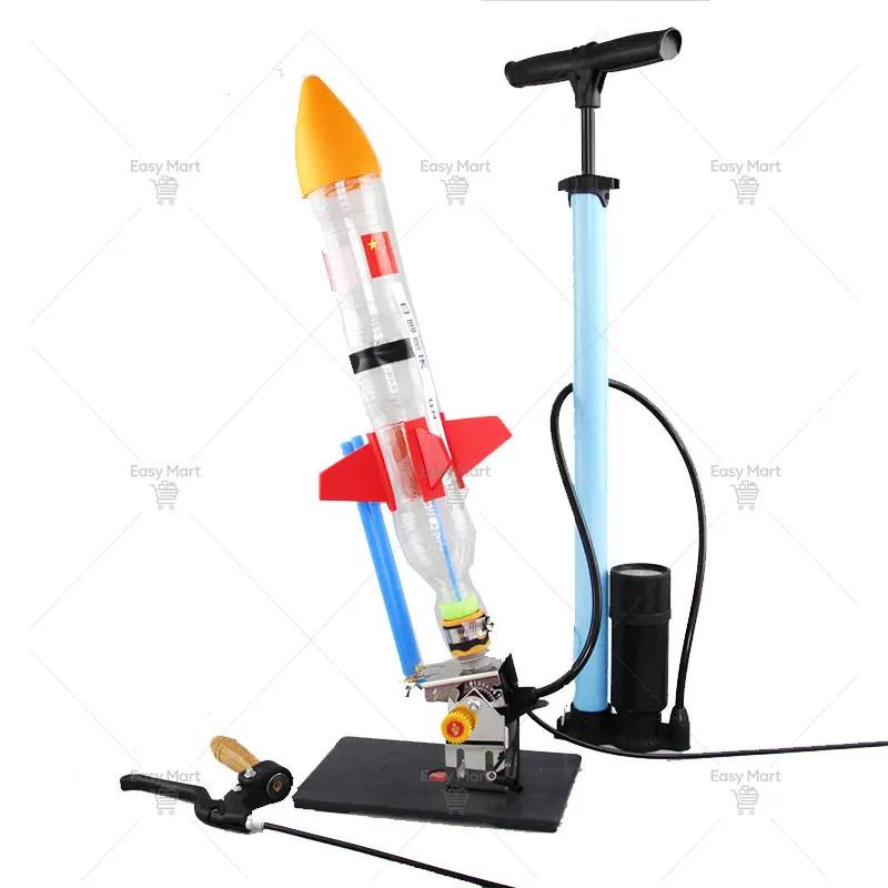 Water rocket launcher with parachute, a full set of production materials, handmade by children