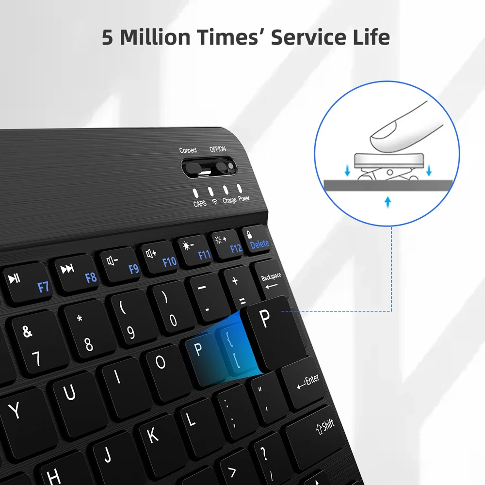 Teclado Bluetooth Compatível, Teclado Mini Sem Fio Portátil para iPad, iPhone, Tablet, Smartphone, iOS, Android, Win