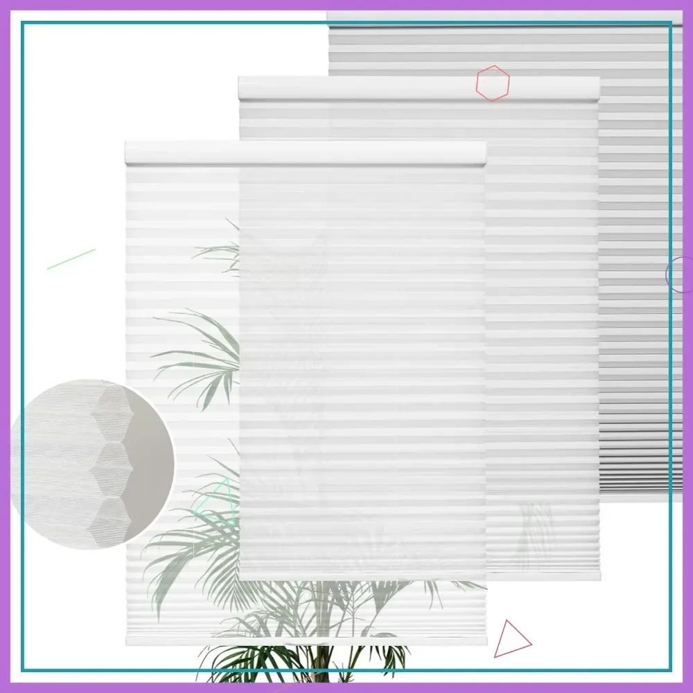 

Популярные беспроводные сотовые шторы для окон, белые жалюзи с защитой от УФ-излучения, 27,5 дюймов (Ш) x 64 дюйма (В)