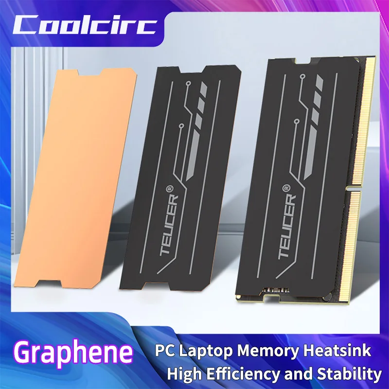 

COOLCIRC графеновый радиатор оперативной памяти для ноутбука, двухслойный радиатор памяти с графеновой и медной фольгой для ноутбука DDR5 DDR4 DDR3
