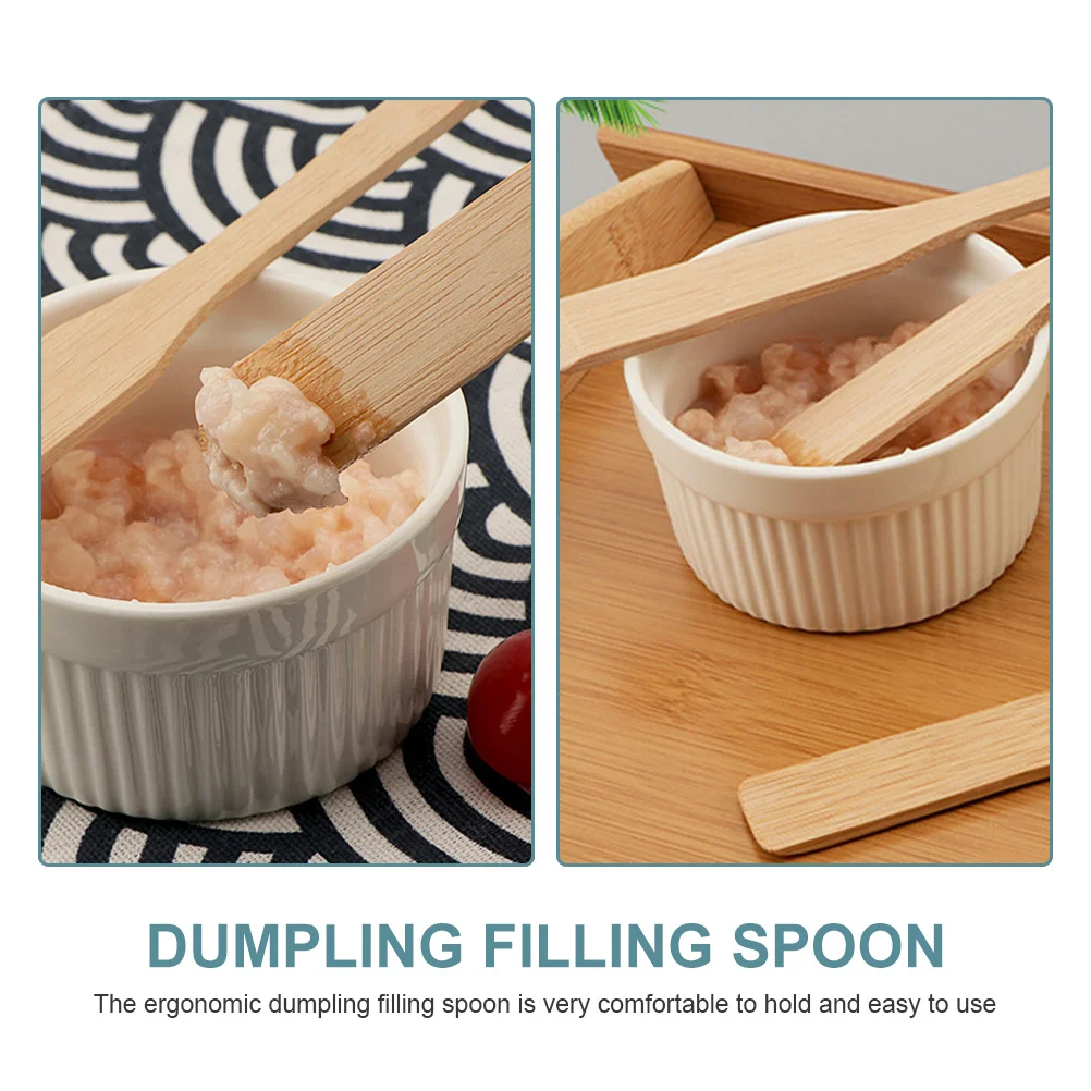 

12Pcs Dumpling Filling Spoons Bamboo Kitchen Gadget Cooking Tool for Wonton Empanada Ravioli Preparation