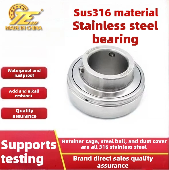 Material de aço inoxidável 316L SUC204 UC205 UC206 UC207 UC208 UC209 rolamento esférico externo