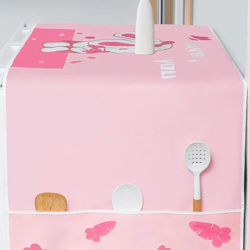 Refrigerator Top Cover Cute Washer Dryer Cover With Pockets 70.9x24.4in Dustproof Fridge Protector Scratch-Proof Dryer Mat For