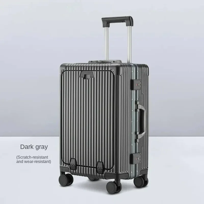 2024 New Multi-Functional Luggage Trolley 20 Inch Universal Wheel Boarding Bag USB Front Open Side Open Computer Travel Suitcase