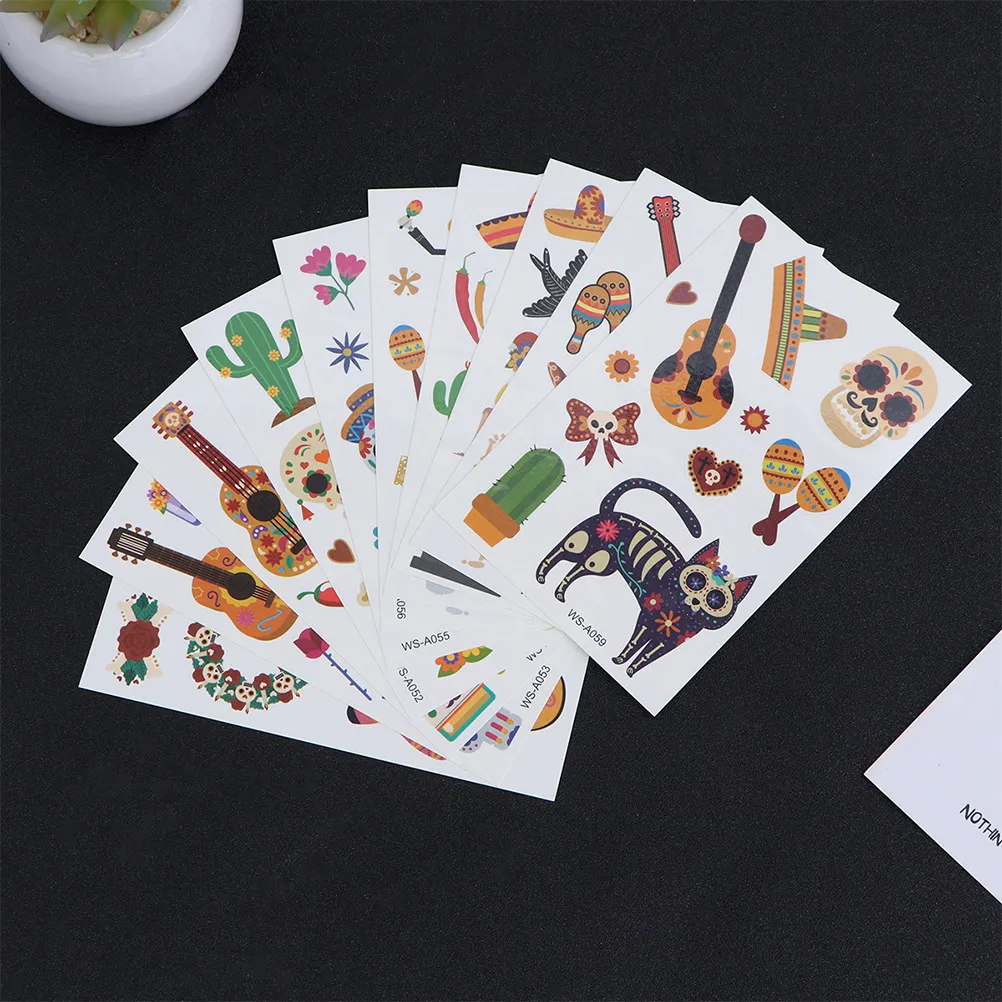 

20 Sheets Halloween Stickers for of Dead Mexican Party Decorations Makeup Funny Holiday Parody The