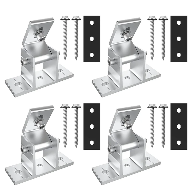 

HHO-4 Pack Solar Panel Holders, Roof Hooks, 10-60° Attachment Solar Module, Adjustable Pv Module Holder For Solar Panel
