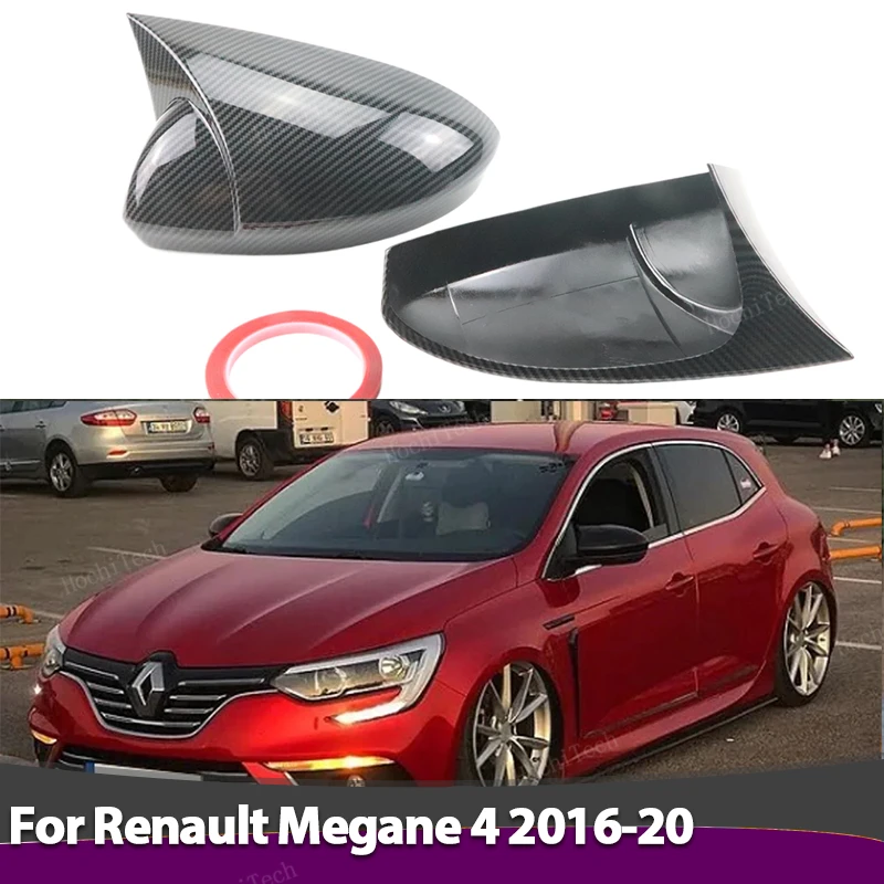 תבנית פחמן תצוגת מראה מראה מראה צד הכנף בצד המראה מתאים עבור רנו מגה-אן 4 mk4 2016-2020 עטלף צורה תוסף על מדבקה