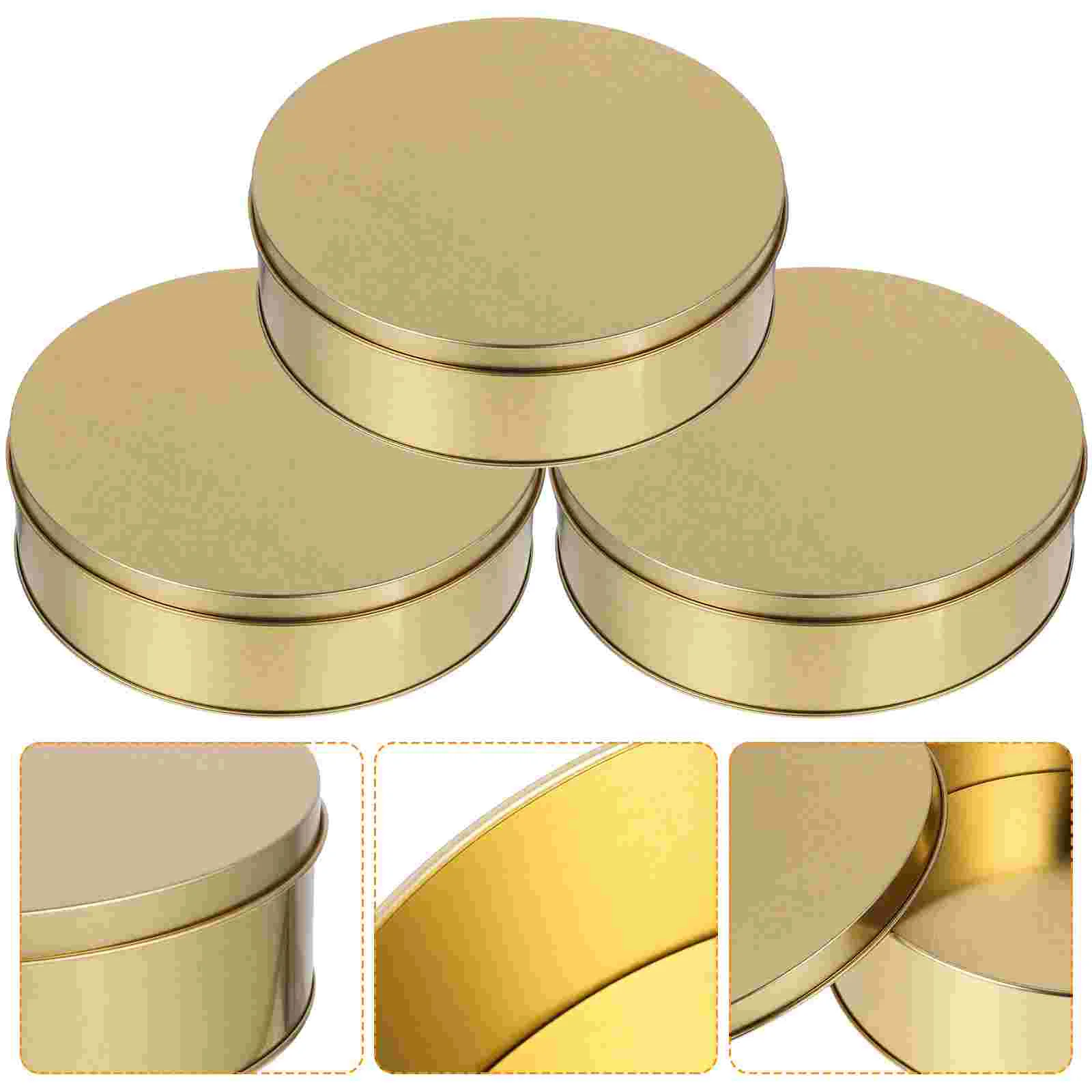 

3 Pcs Tinplate Can Be Put into The Oven Cake Iron Box 65 Inch Candy Biscuit Packaging Cookie With Lid Metal Round Sugar Case