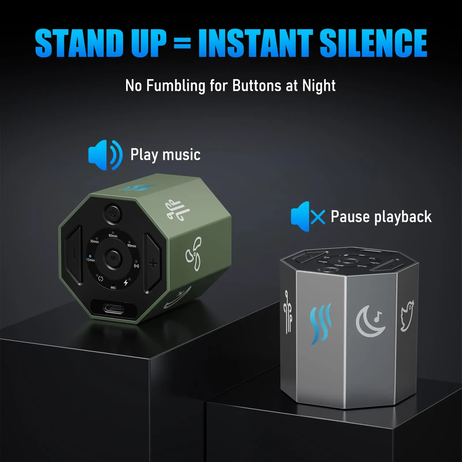 White Noise Machine, Gravity Sensing 8 Soothing Natural Sounds and And 5 Timing Modes for Adult Sleeping Machine
