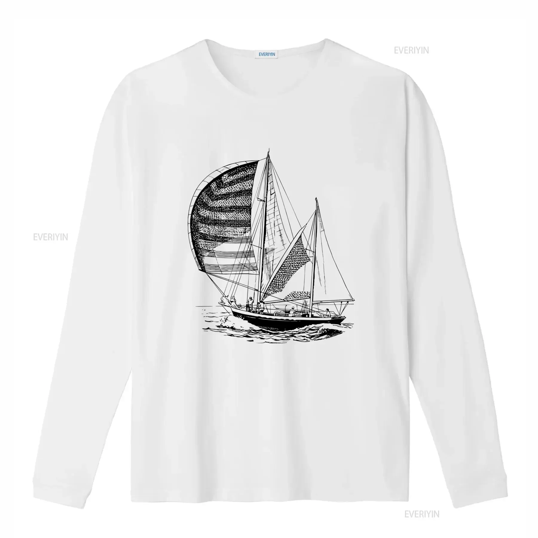 Sailboat Under Sail T Shirt for Men and Women Sailing Boat Print Nautical Yachting Design Sailor Yachtman Style Available in