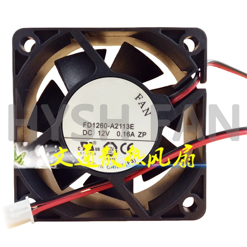 FD1260-A2113E DC12V 0.16A 6025 6CM Cooling Fan 60*60*25mm