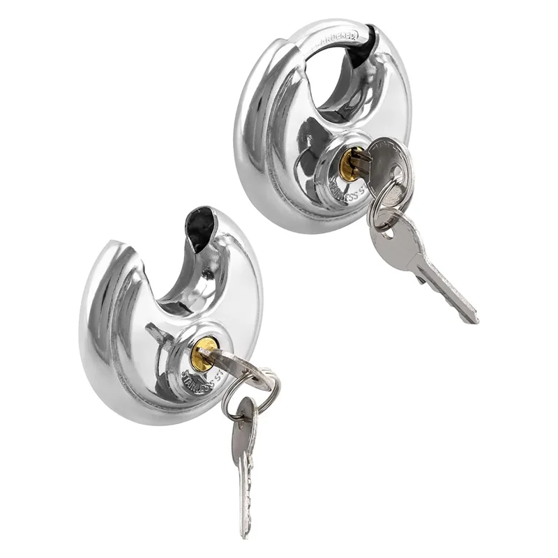 Disc Locks, Heavy Duty Steel Keyed Padlock Disc Storage Locks For Storage Unit Moving Trailers, 3/8Inch Shackle-Y41A