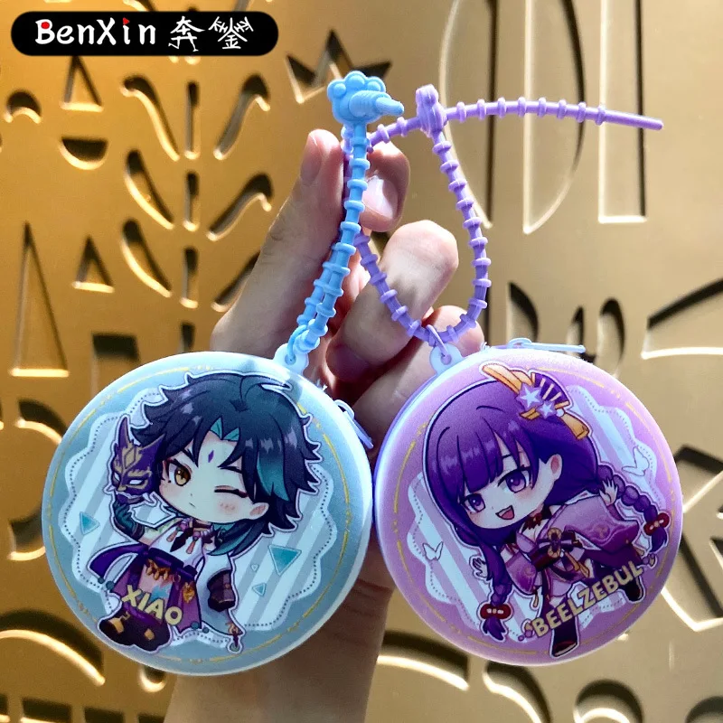 حقيبة تخزين تغيير فضفاضة مرتبطة بالرسوم المتحركة من مينسو، حقيبة سلسلة مفاتيح، قلادة، قلادة سلسلة مفاتيح السيارة