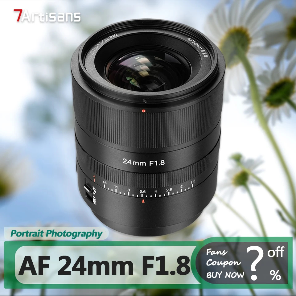 

7artisans AF 24mm F1.8 Full Frame Large Aperture Camera Lens for Portrait Photography with Sony E Mount A7RIII A6400 ZVE10