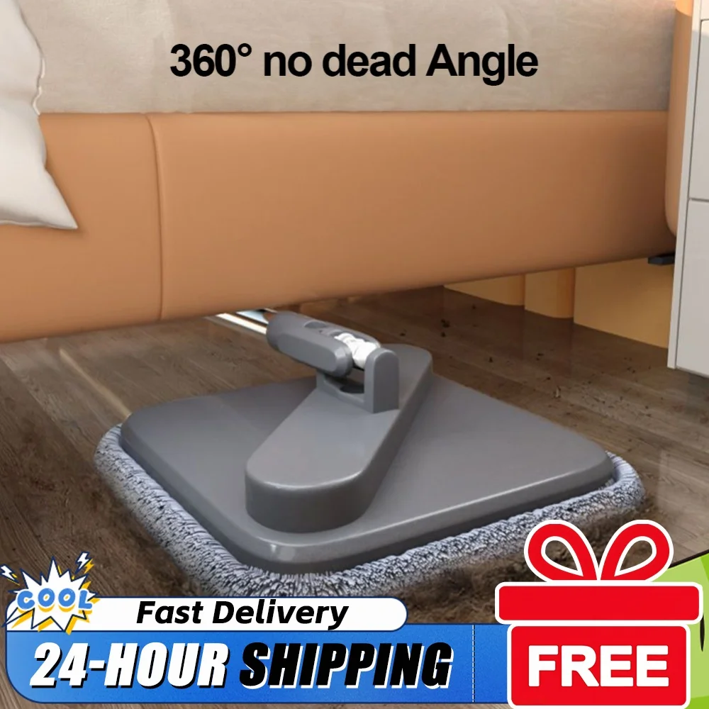 Practical Floor Cleaning Mop with Bucket Window Wiper Hand-Free 360 Rotatable Adjustable for Automatic Door Corner