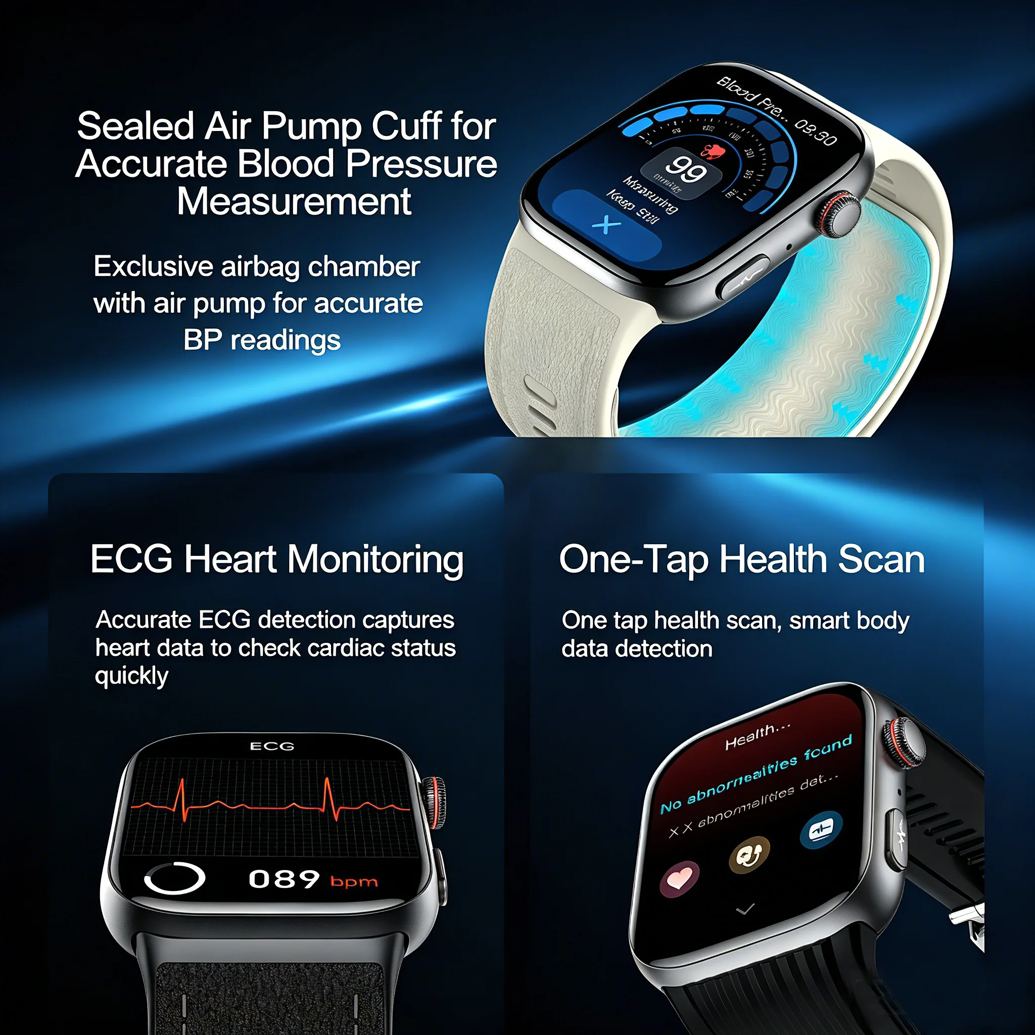 Air Pump Accurate Blood Pressure Smart Watch ECG+PPG Heart Rate Temperature Health Tracker Bluetooth Call Sport SmartWatch Men
