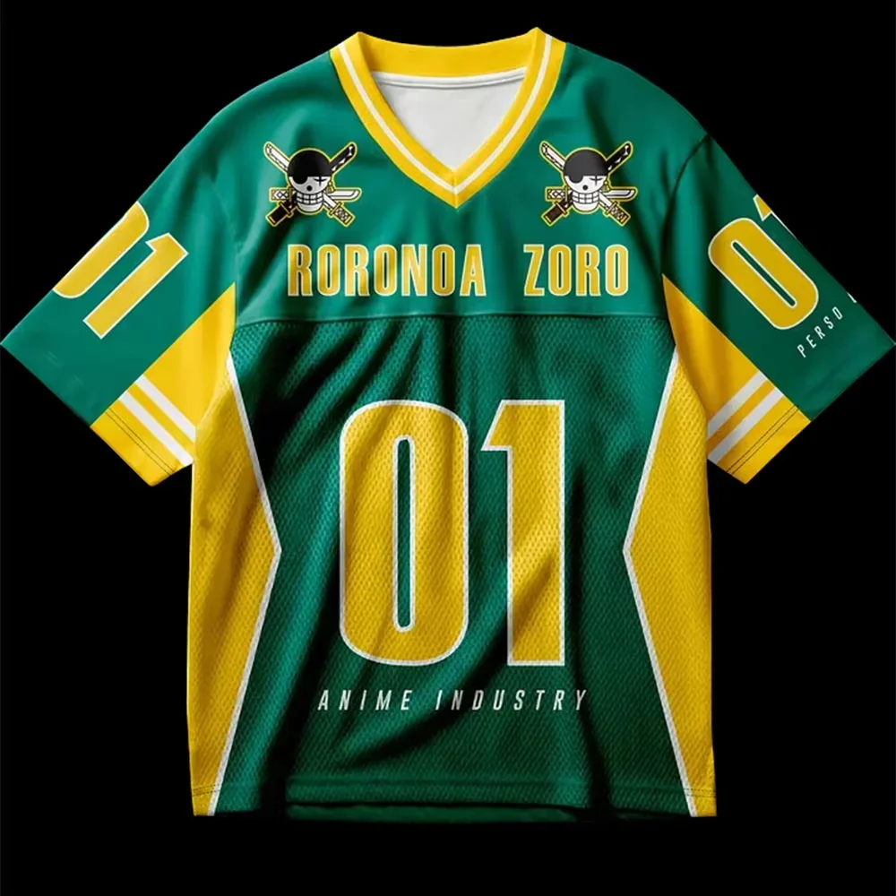 2026 New Summer Men's Short One Piece Anime Jersey, Camiseta Zoro Oversized Y2K Fashion Casual Sports T-Shirt for Men