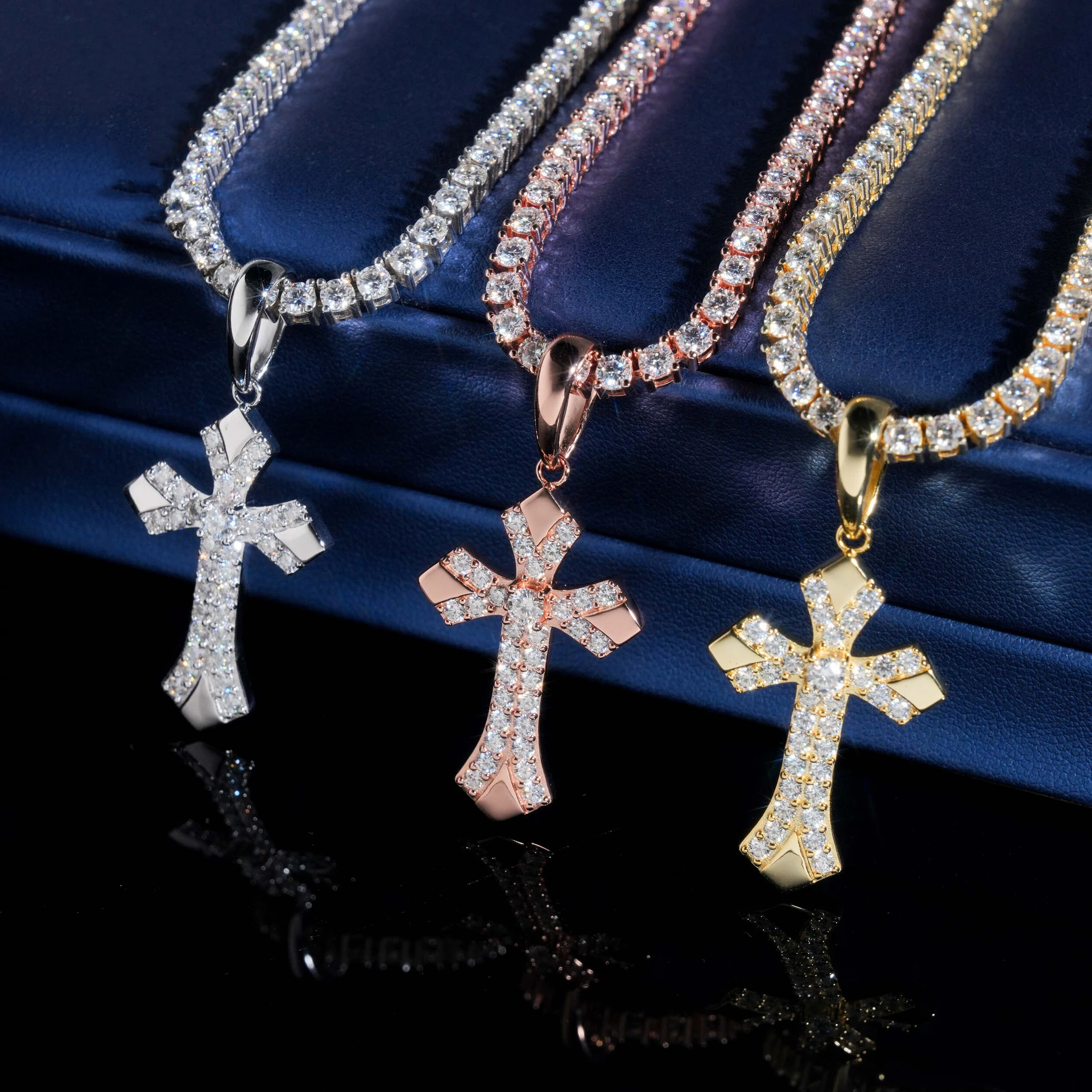 

Small Size Cross Charms 925 Sterling Silver Iced Out Pendant Necklace Chain Hip Hop Cross Pendant Fine Jewelry