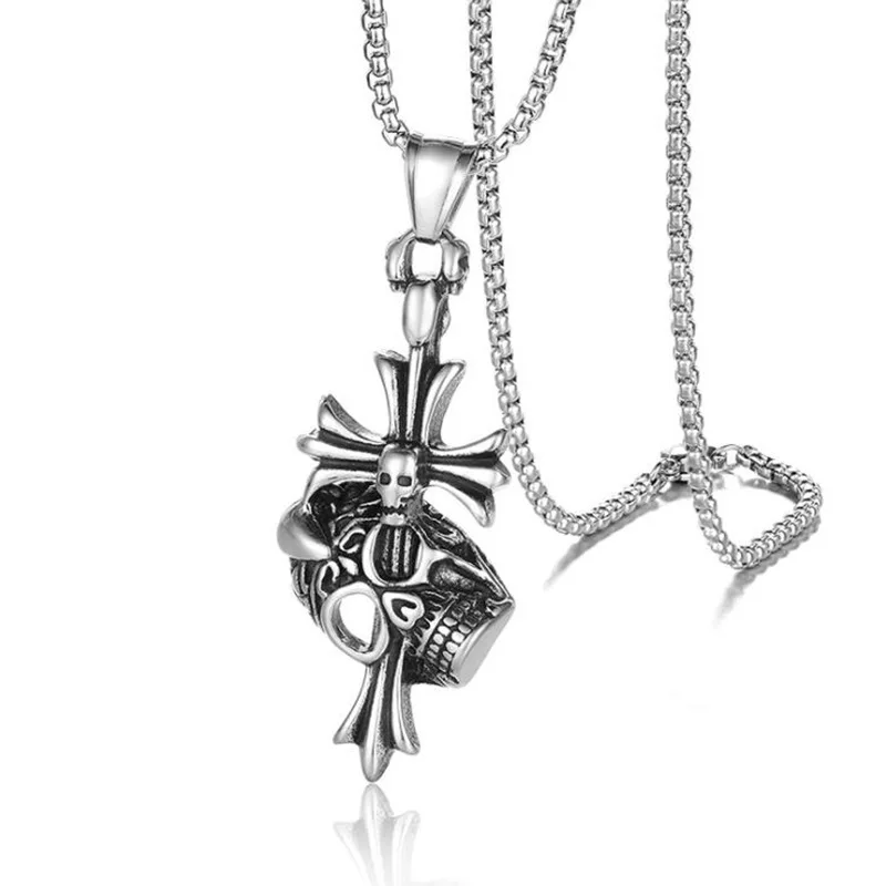 مبالغ فيها شخصية الشارع الرقص الرجعية الملحقات العصرية الذكور طالب الجمجمة الصليب قلادة الذكور والإناث قلادة