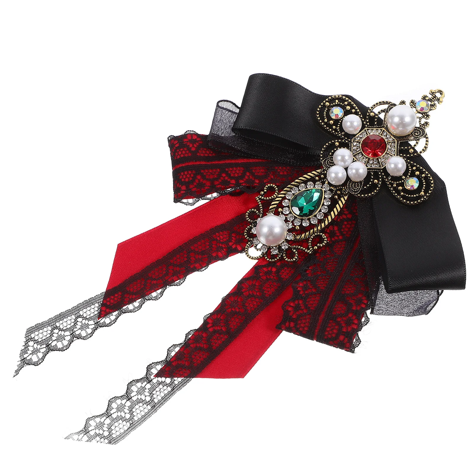 

Lace Large Bow Brooch Pin Baroque Style Collar Tie for Women Vintage Brooch Pin Clothing Decor Elegant Party Banquet Accessory