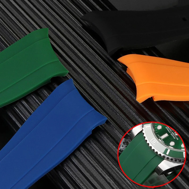 for Rolex Water Ghost Seiko Citizen Swatch Watch Band Curved End Silicone Rubber Watch Strap 20 21 22 24mm Sport Wristband Belt