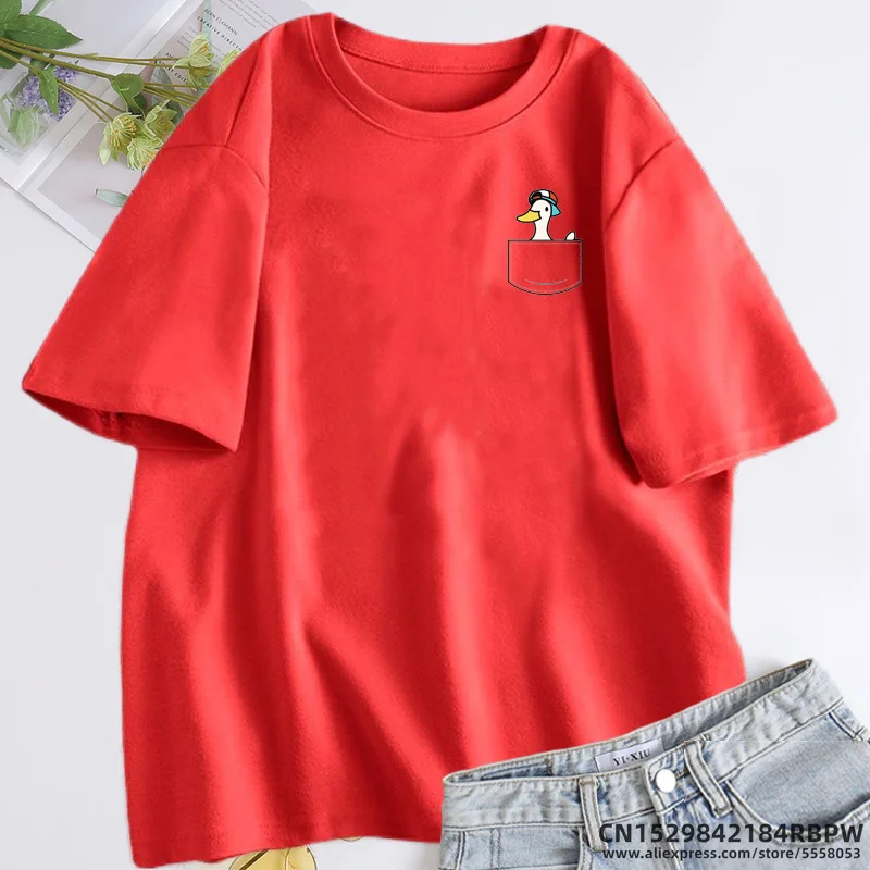 Pocket Subaru Duck Hololive T-shirt for Women Men Fuuny Graphic Tees Women T Shirt Short Sleeve Oversized Tshirts Aesthetic