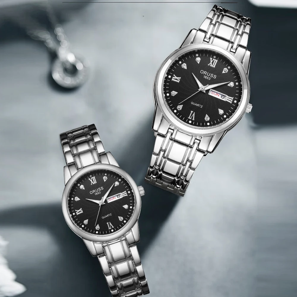 High-end couple watch Sen small women's watch foreign fashion trend men's watch double calendar durable couple watch