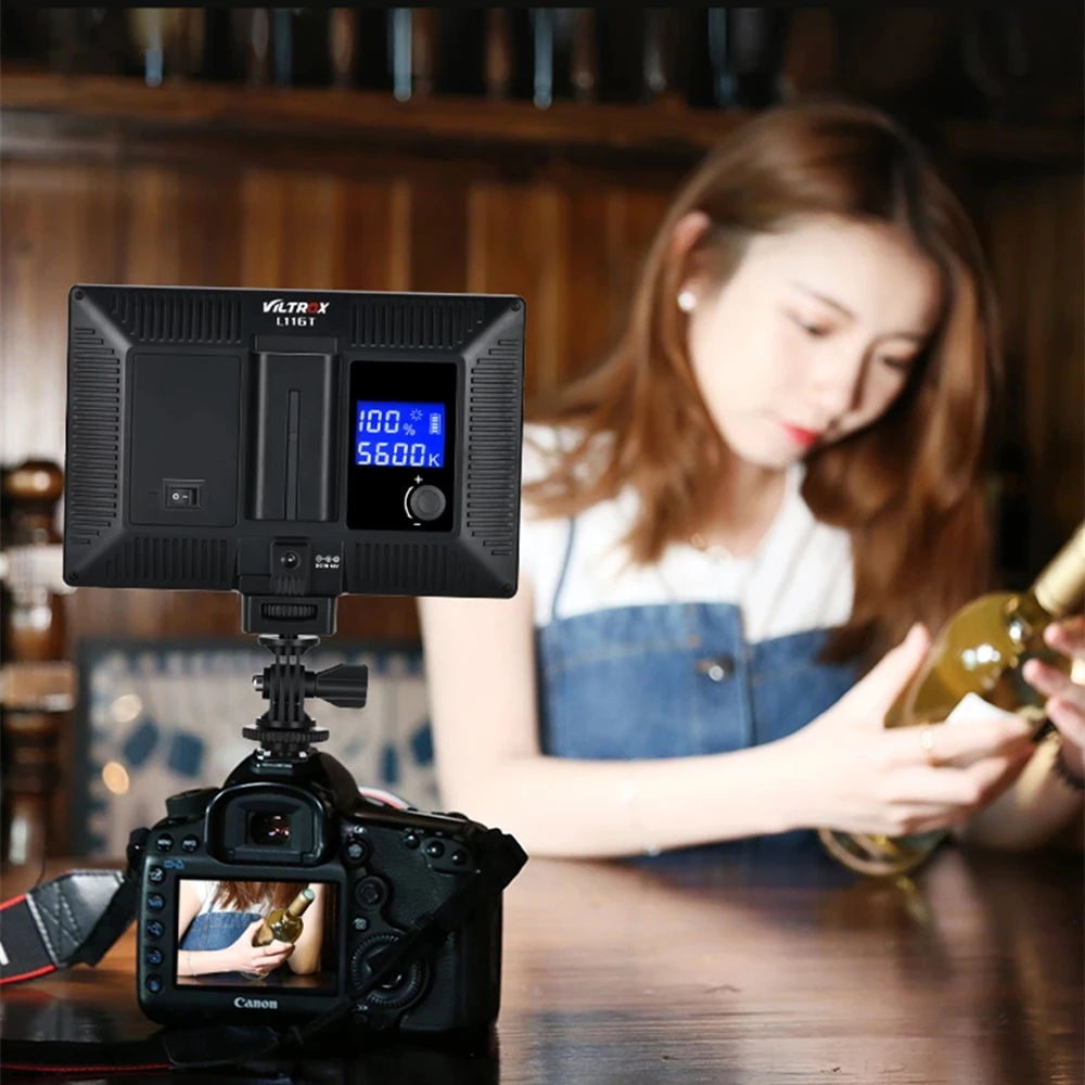 VILTROX L116T كاميرا مصباح ليد لوحة سوبر سليم عكس الضوء CRI95 + ثنائي اللون 3300K-5600K LED الفيديو الضوئي مع التحكم LCD/ضوء مون