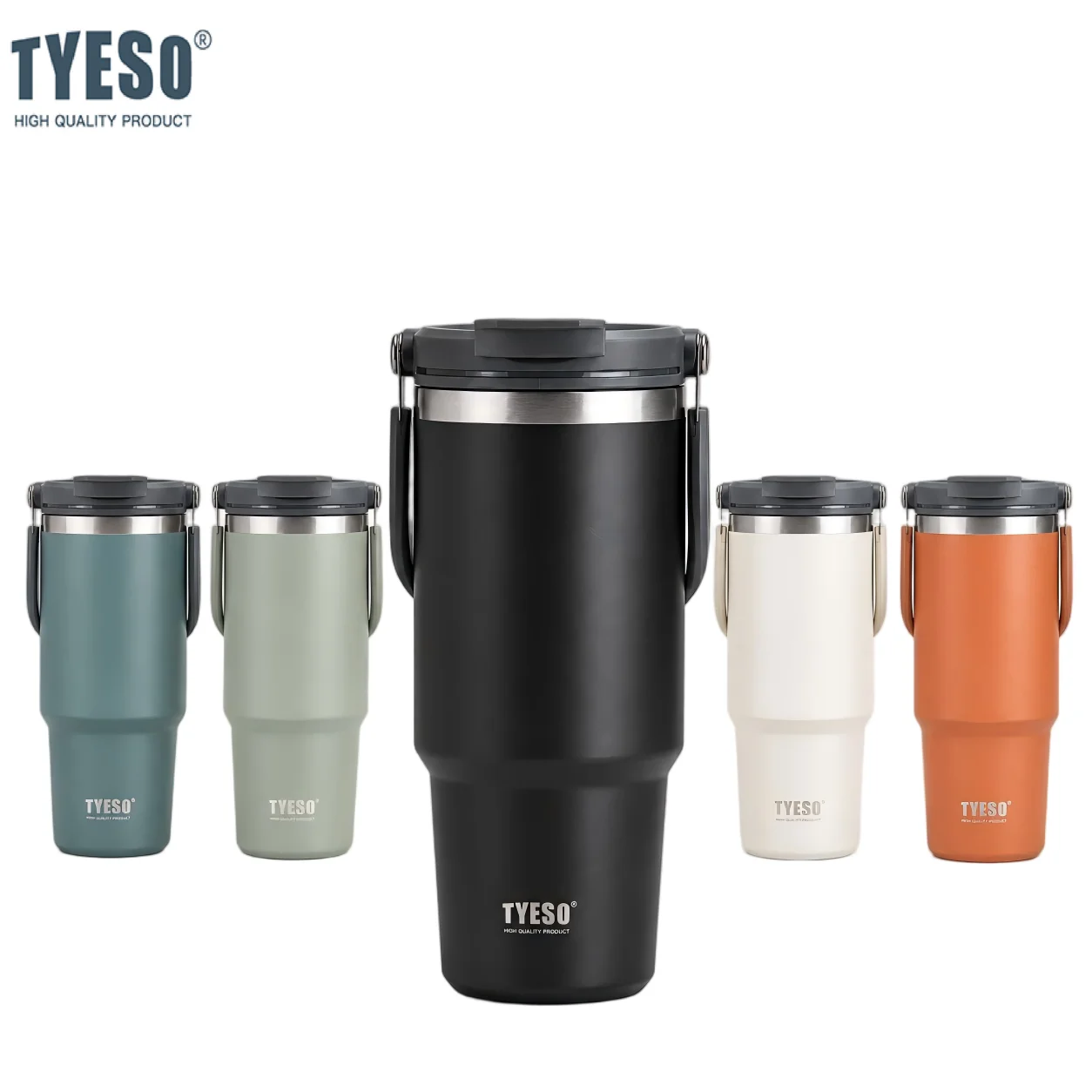 Tyeso Thermoses Water Bottle with Cover Straw Lid Stainless Steel Double Walled Vacuum Home Sport Travel for Hot Cold