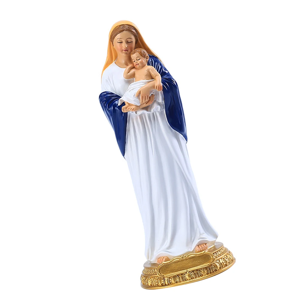 

Virgin Statue Resin Craft Church Decoration Compact Size Desktop Adornment Catholicism Figures
