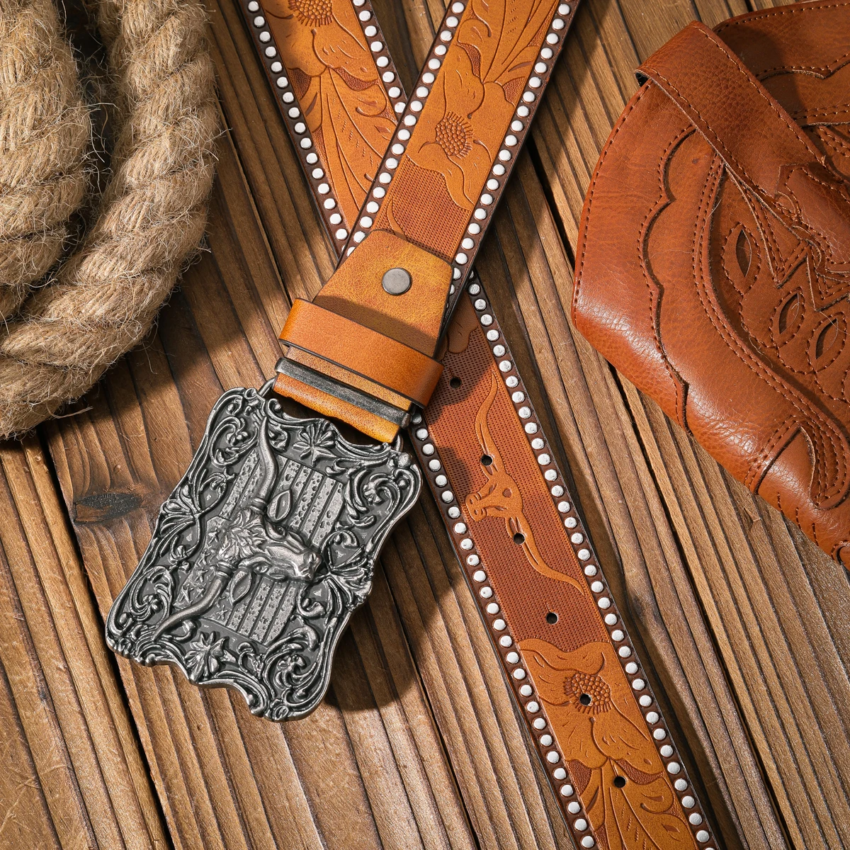 Ein lässiger und Retro-Gürtel, ein Taillenaccessoire für Kleidung im Western-Stil, Metallschnalle, PU-Gürtel, geeignet für Männer und Frauen