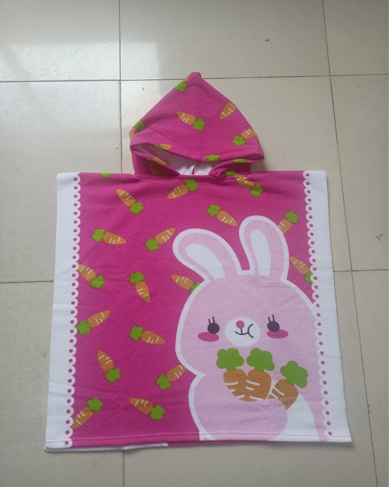 Beach Towel For Kids Hooded Bath Towel Poncho Kids  rabbit pattern Baby Towel For Girls 2-6 Years Bathroom Beach Swim Cover