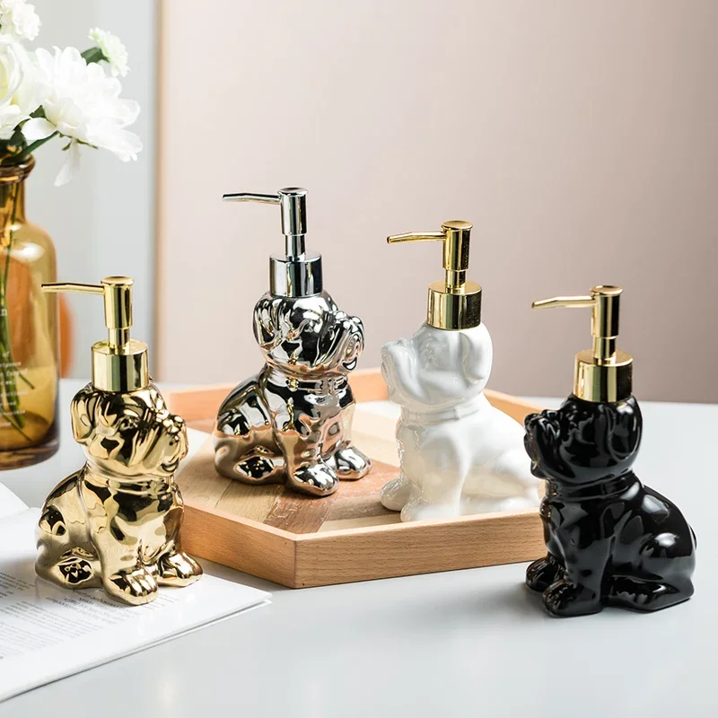 280ml Liquid Soap Dispensers Creative puppy shower gel bottle Toilet ceramic hand sanitizer bottle Press sub bottle lotion