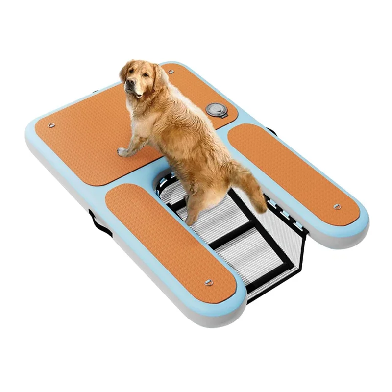 New Inflatable Pup Plank Dog Large Water Ramp Dock Movable EVA Non-Slip Foam Deck Dog Ramp for Pools Lakes Boats