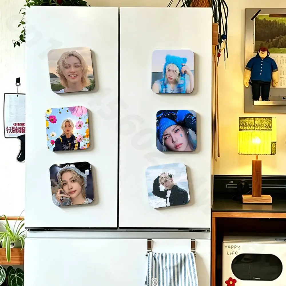 Kpop SKZ F-Felix Fridge Magnet Personalized Magnetic Durable Plastic Square Picture Surface Fridge Magnets