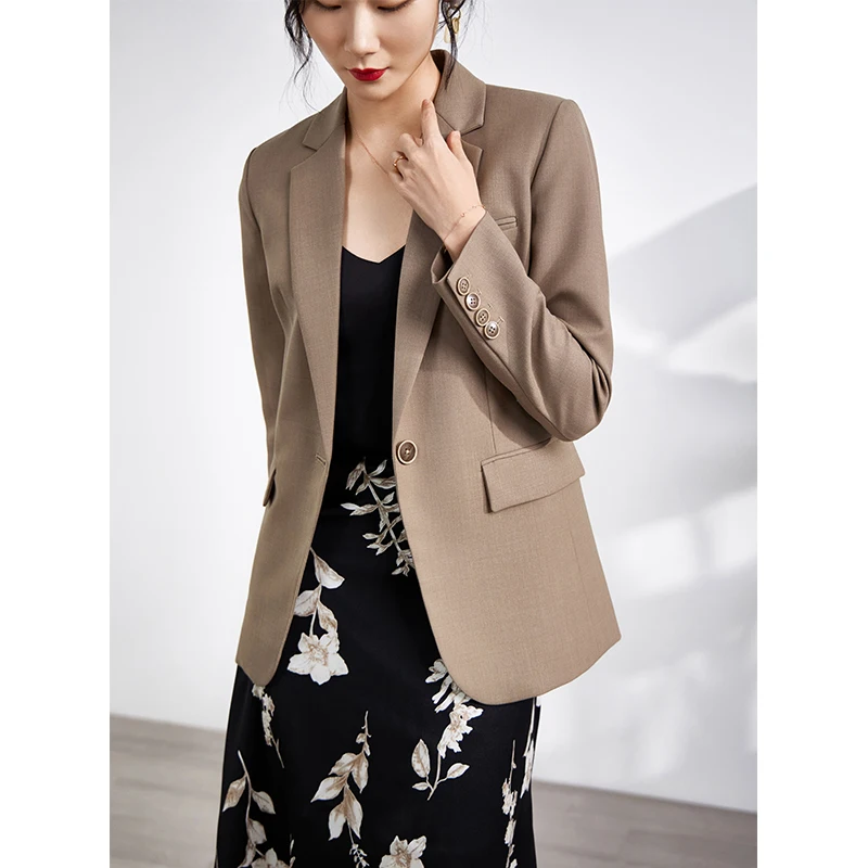 Rocwickline Neue Sommer und Herbst frauen Blazer Formale Solide drehen-unten Kragen Elegante Vintage England Stil Büro Dame blazer