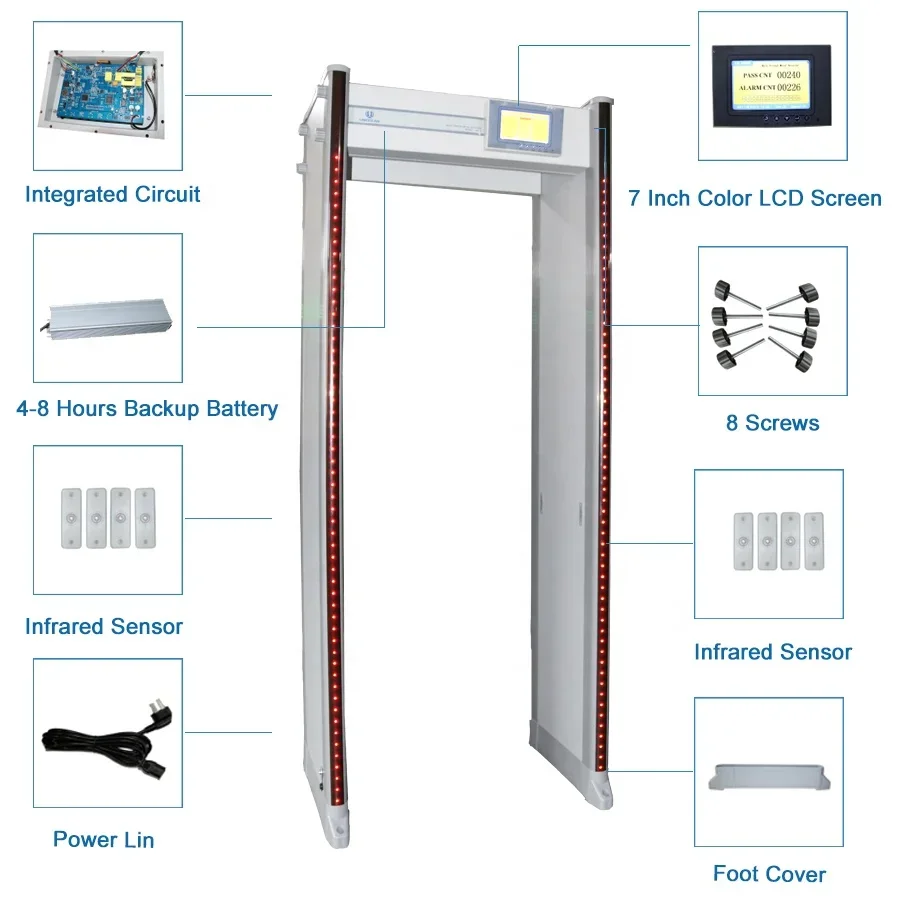 Hotselling Outdoor Use Security  Walkthrough Metal Detector / Security Gate, Airport Security Metal Detector Door