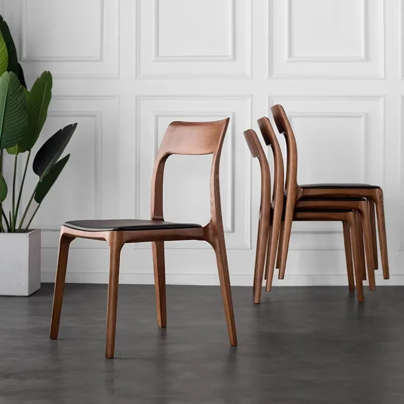 

Складной обеденный стул в скандинавском стиле с кожаным сиденьем и деревянной основой, в стиле середины века, для ресторана