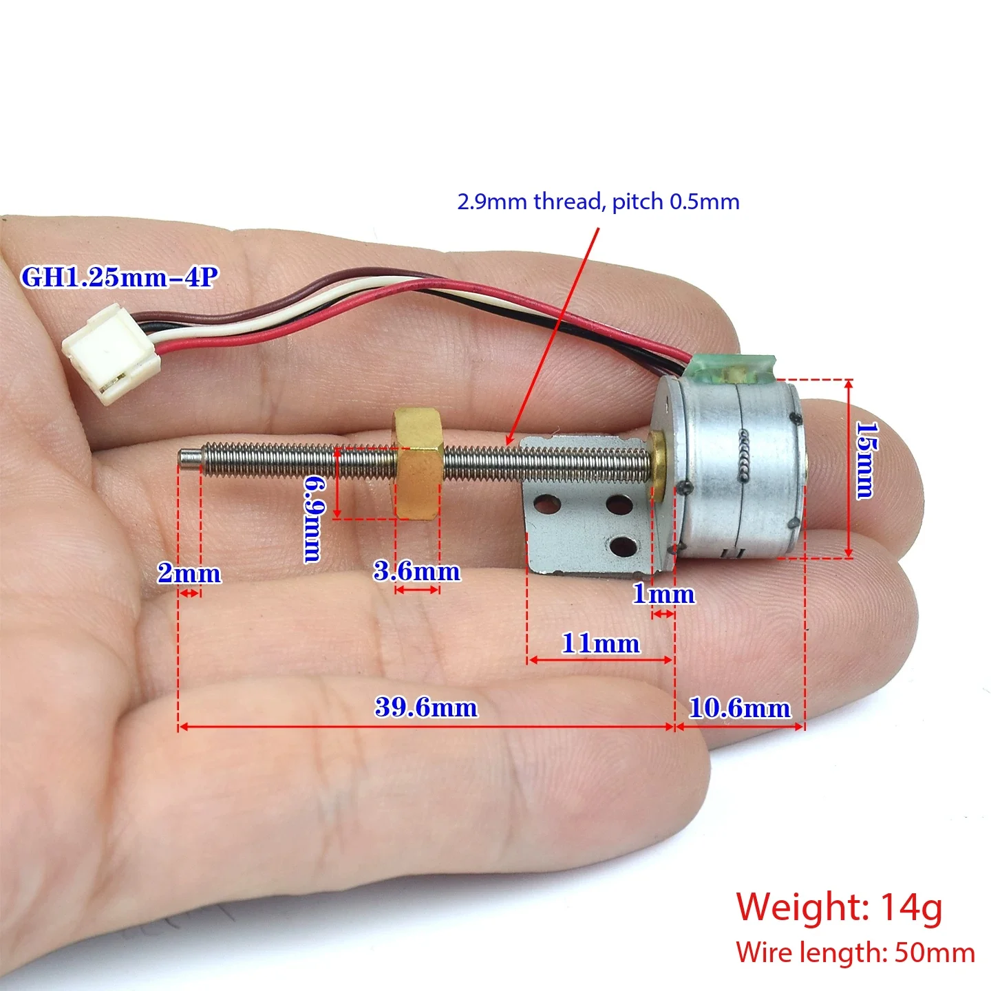 DC 5V 6V Micro 15mm 2-phase 4-wire Screw Shaft Stepper Motor Copper Position Linear Actuator Screw Slider Block Nut Driver Board