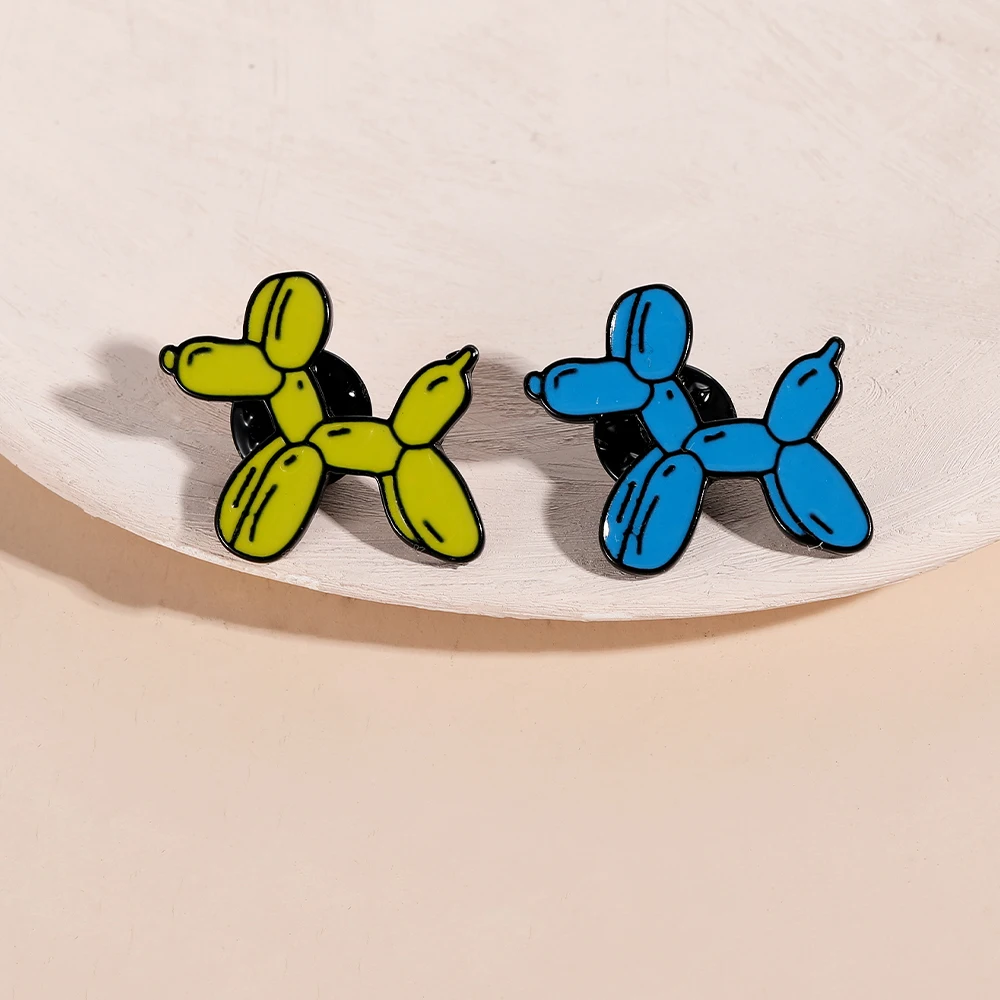 لطيفة بالون الكلب المينا دبابيس الأصفر الأزرق الألوان الحيوان جرو دبابيس معدنية #4