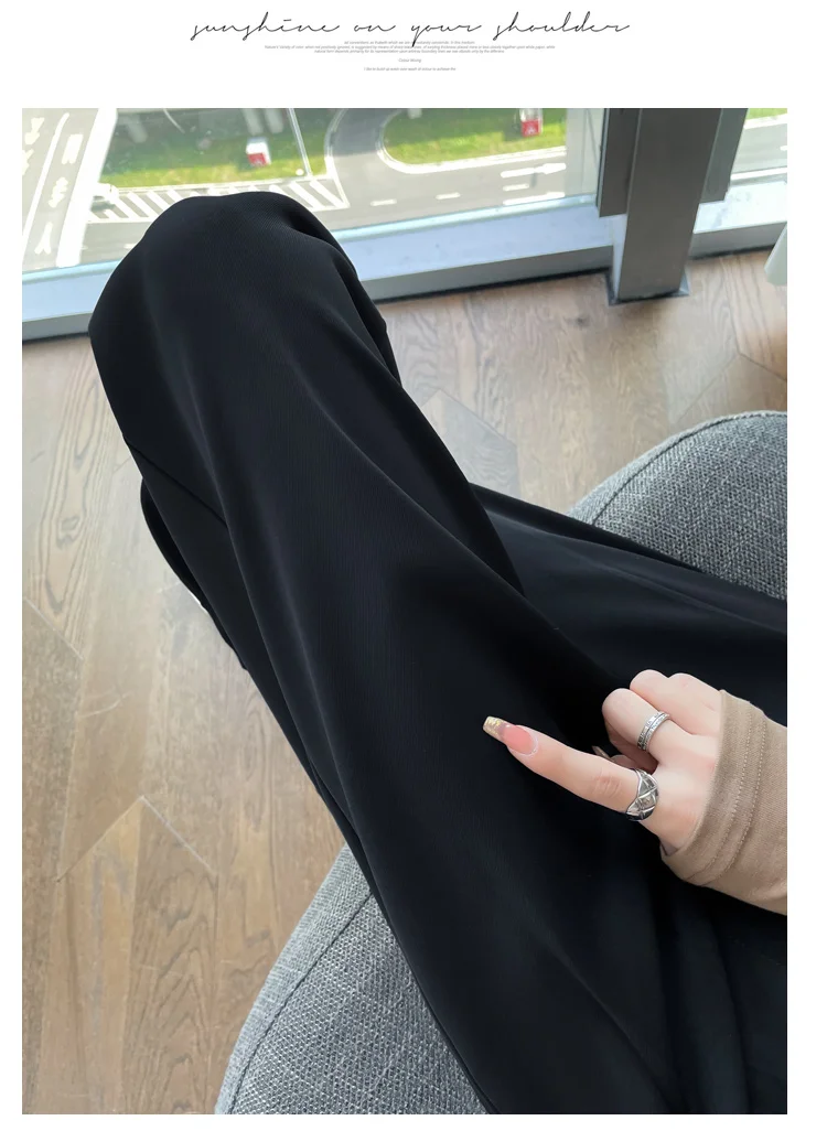 Frauen Lose Frühling Sommer 2024, Neue Hohe Taille Breite Beine Dünne Beiläufige Hosen Koreanische Mode-Trend Weiblichen Anzug Gerade Hosen – Detail 11