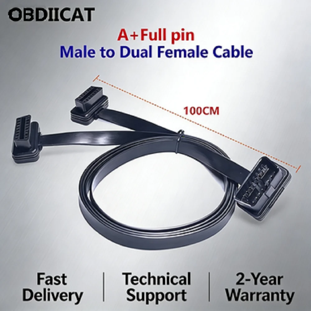 Extension Cable 100CM Flat Diagnostic Splitter Cord for Car Scanner, Fast Delivery & 2-Year Warranty