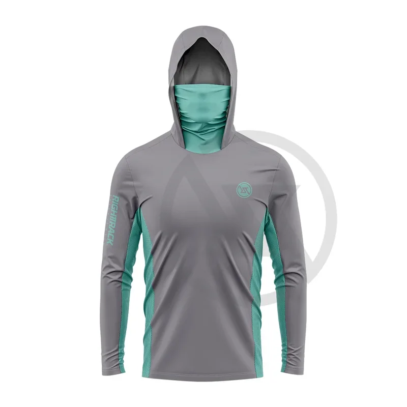 RIGHTTRACK Mask Hoodies Contrast Fishing Clothing UPF50  UV Hunting Climbing Camping Hiking Breathable Outdoor Apparel