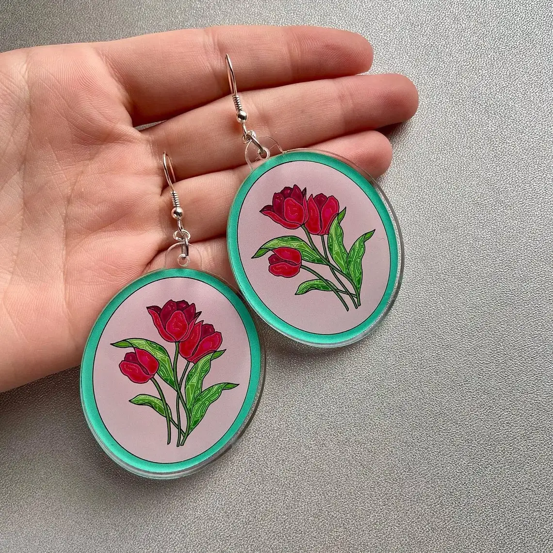 Tulip acrylic earring illustration native | | art collection | flower jewelry