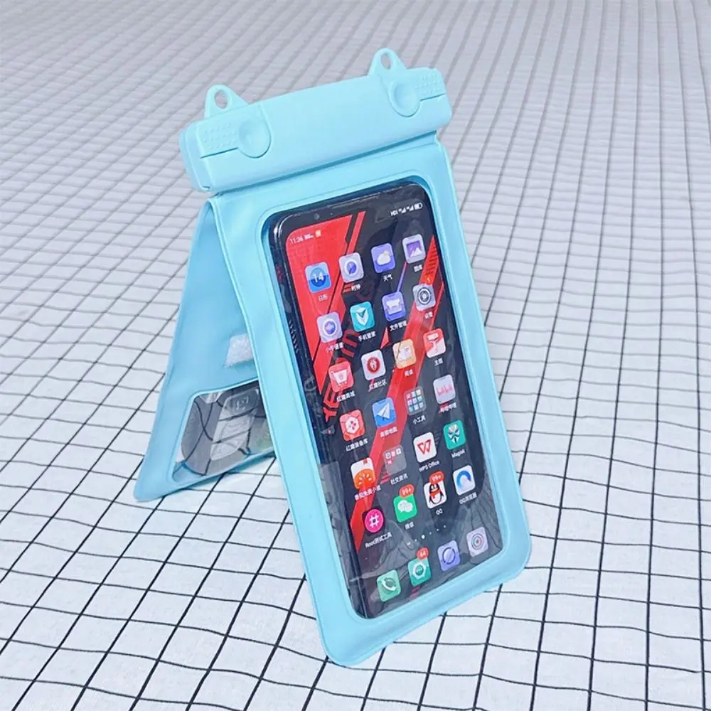 방수 수중 핸드폰 보관 가방, 더블 포켓 터치 스크린, 투명 수영 폰 커버, 목 랜야드 조절 가능, IP68