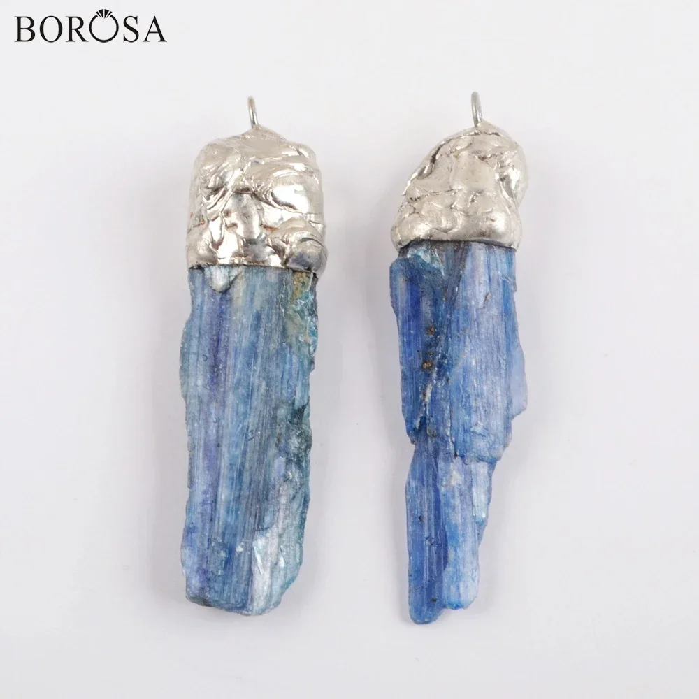 Silver Color Rough Natural Kyanite Pendants Beads Freeform Natural Raw Cyanite Charms for Necklace Making Accessories