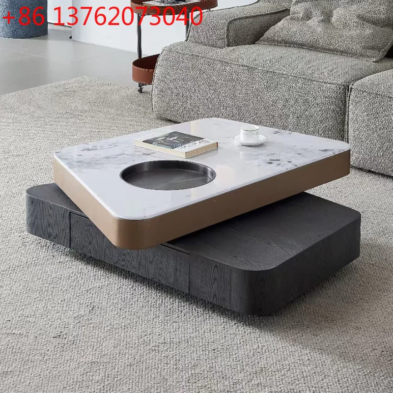 Italian minimalist irregular rotatable coffee table microcrystalline stone modern light luxury designer special-shaped