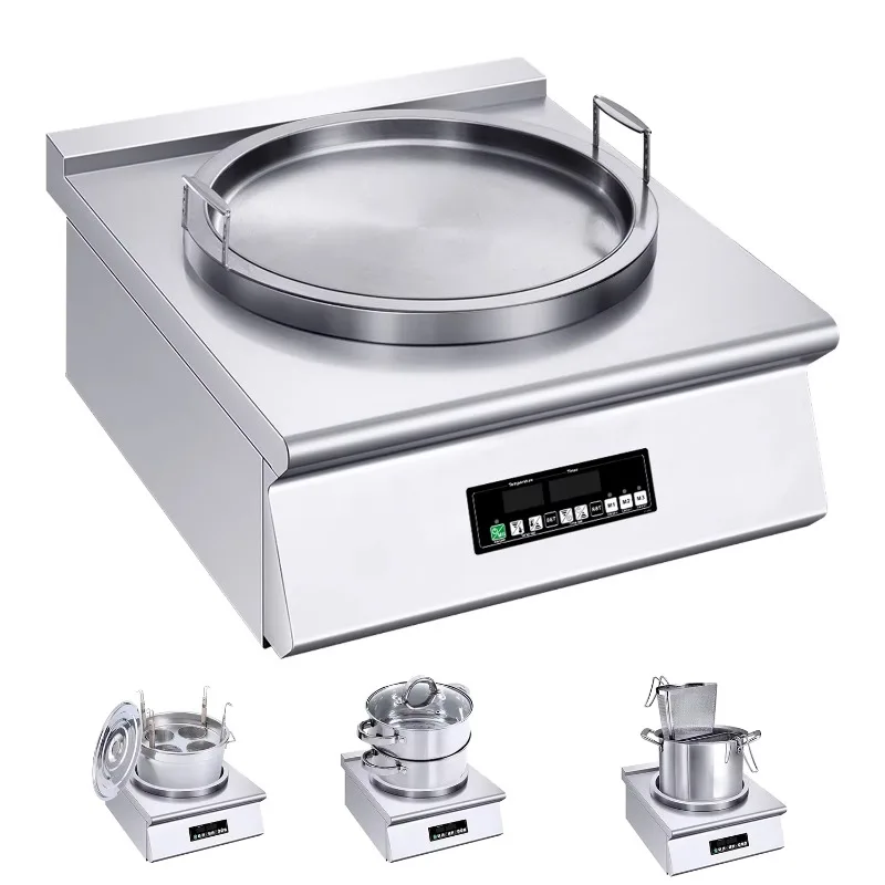 Hotel's 380V Electric Commercial Stove With Deep Fryer Griddle Stainless Steel Induction Cooktop for Table Installation